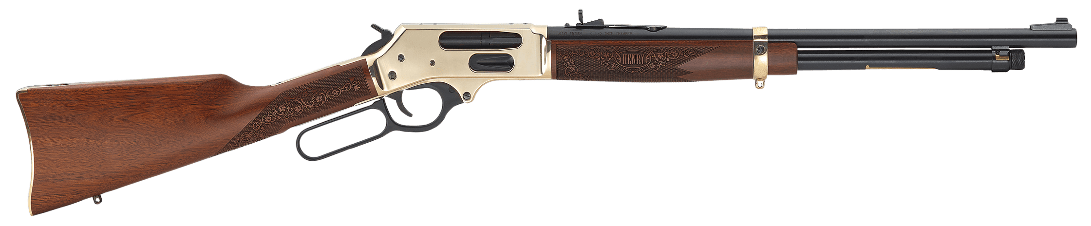 Henry H024410 Side Gate 410 Gauge with 19.80" Blued Barrel 2.5" Chamber 5+1 Capacity Polished Brass Metal Finish & American Walnut Stock Right Hand (Full Size)