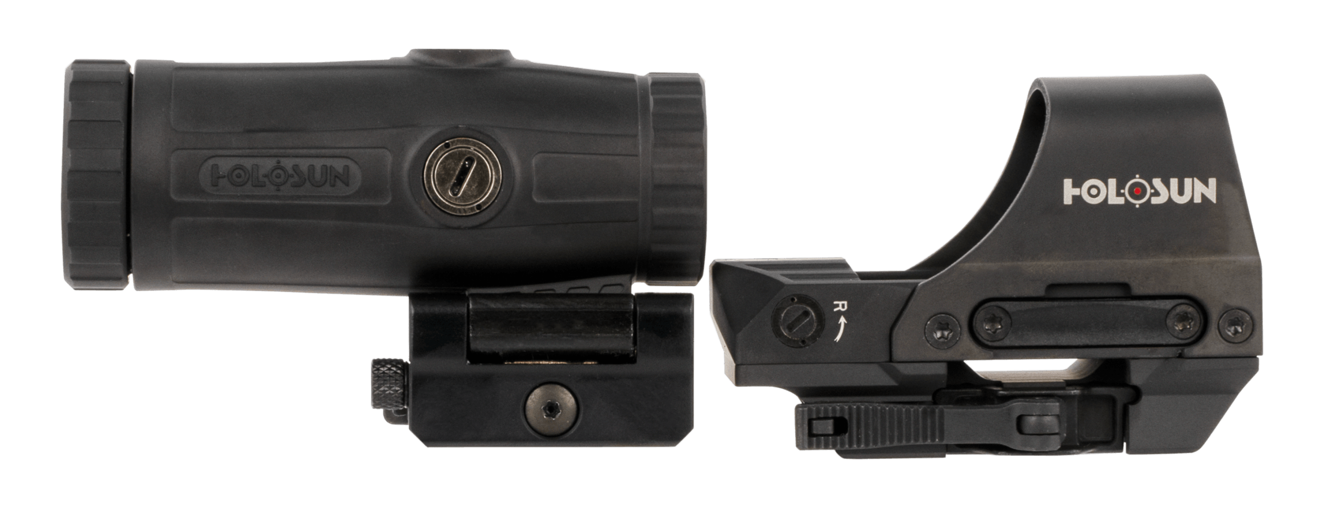 Holosun HS510CHM3X 510 & HM3X Combo Kit Black Anodized 1x 0.91" x 1.26" 2 MOA Red Dot/65 MOA Circle Multi Reticle 3x Magnifier 0.58" x 0.77"