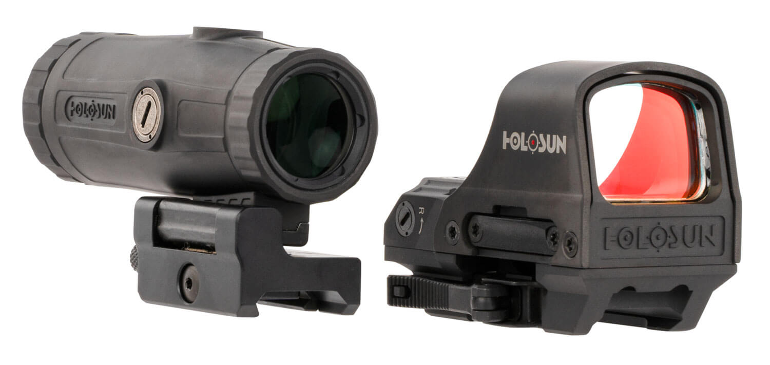 Holosun HS510CHM3X 510 & HM3X Combo Kit Black Anodized 1x 0.91" x 1.26" 2 MOA Red Dot/65 MOA Circle Multi Reticle 3x Magnifier 0.58" x 0.77" - Image 2