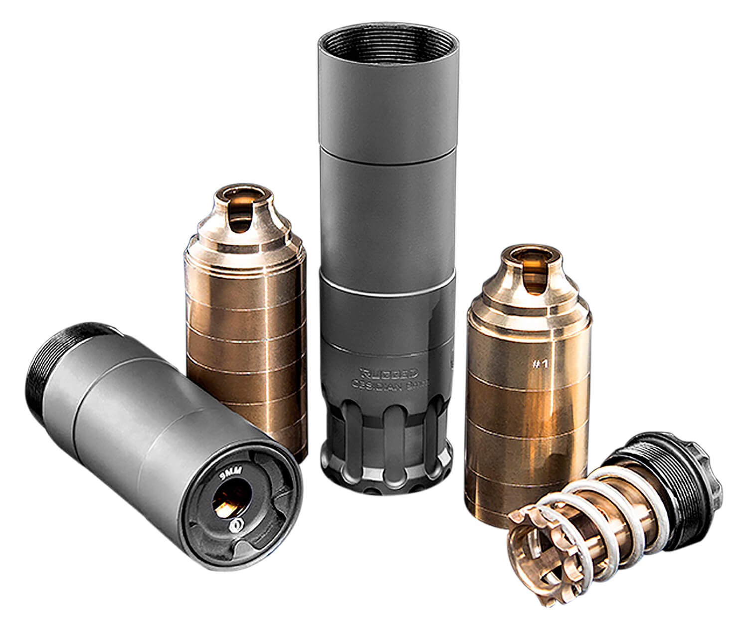 RUGGED SUPPRESSOR OBS0009 Obsidian9 9mm Luger 1.37" Black Cerakote 17-4 Stainless Steel 1/2"-28 tpi - Image 2