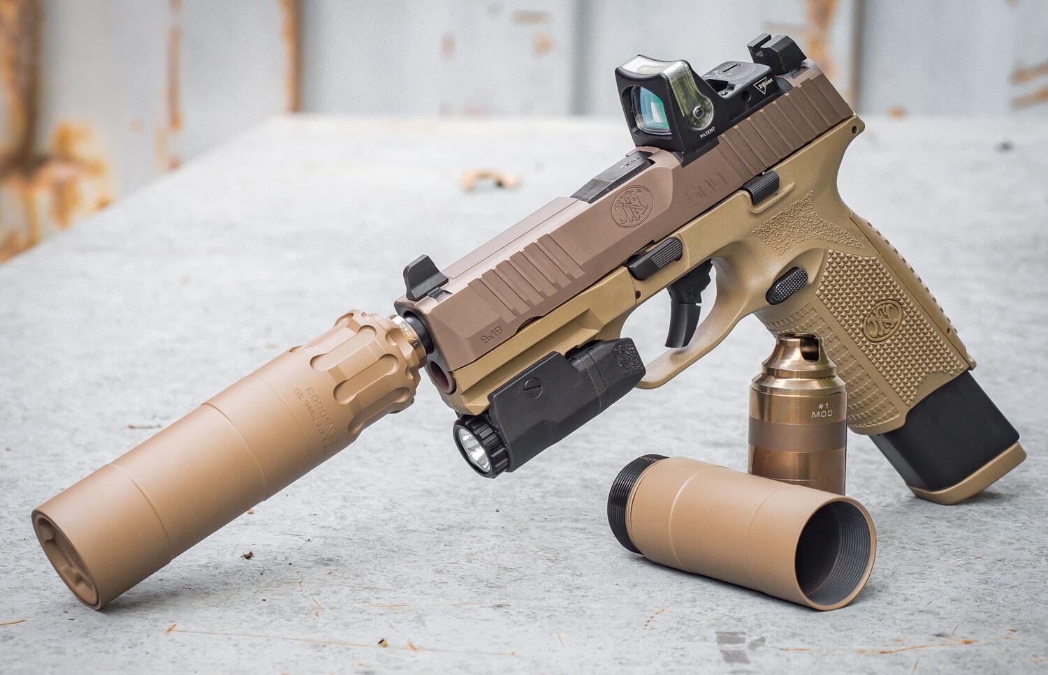 Rugged Suppressor OBSFDE9 Obsidian9 9mm Luger 1.37" Flat Dark Earth Cerakote 17-4 Stainless Steel 1/2"-28 tpi - Image 2