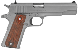 Colt Mfg O1911CSS38 1911 Government 38 Super 9+1 5" Stainless National Match Barrel Serrated Stainless Steel Slide & Frame w/Beavertail Black Rubber Grip