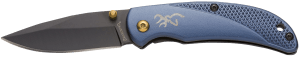 Browning 3220341 Prism 3  EDC Folding 2.38" Plain Black Oxide 7Cr17MoV SS Blade  Navy w/Brass Accents & Logo Anodized Aluminum Handle  Includes Pocket Clip