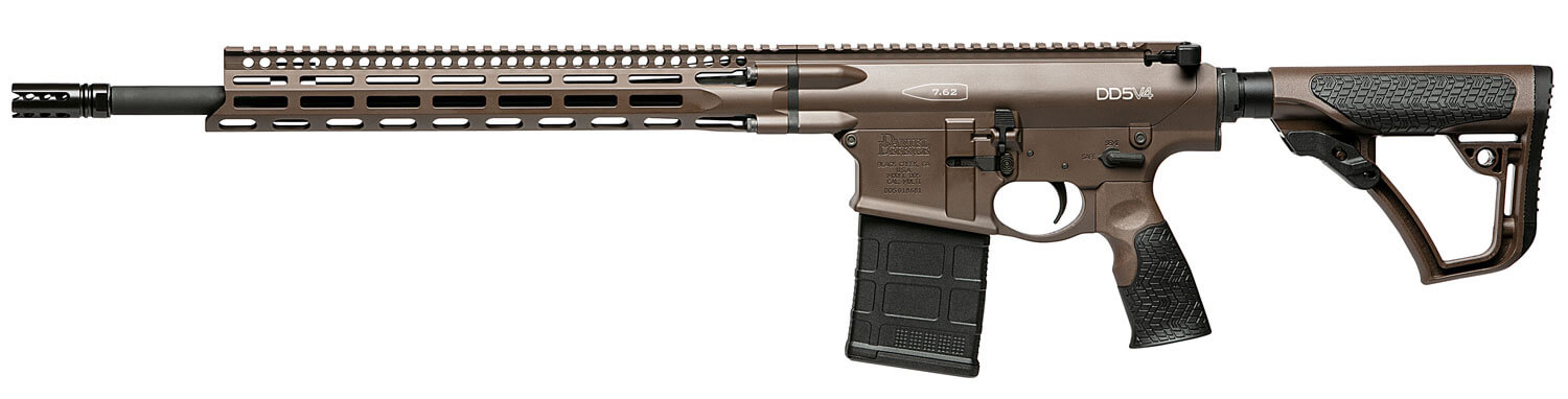 Daniel Defense 0215815060047 DD5 V4 Gen II 7.62x51mm NATO 18" 20+1 Mil-Spec Brown Cerakote Black 6 Position w/SoftTouch Overmolding Stock Black Polymer Grip - Image 2