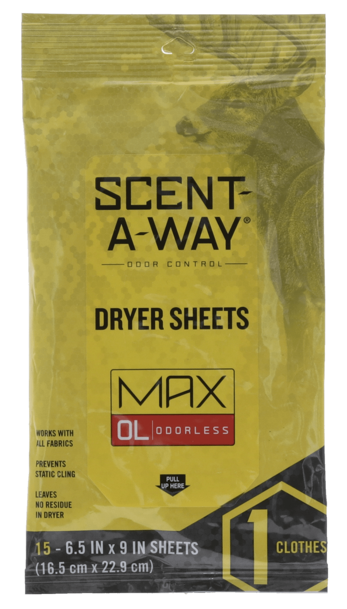 Scent-A-Way 07707 Max Dryer Sheets Odor Eliminator Odorless Scent Dryer Sheet 15 Per Pkg