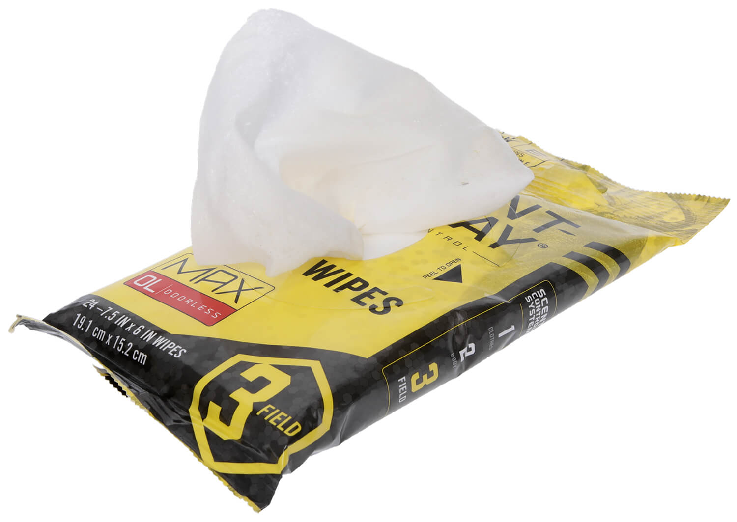 Scent-A-Way 07795 Max Field Wipes Odor Eliminator Odorless Scent Pkg of 24 - Image 2