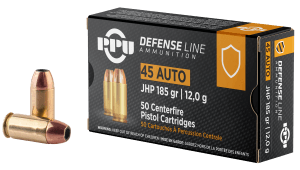 PPU PPD45 Defense  45 ACP 185 gr Jacket Hollow Point 50rd Box