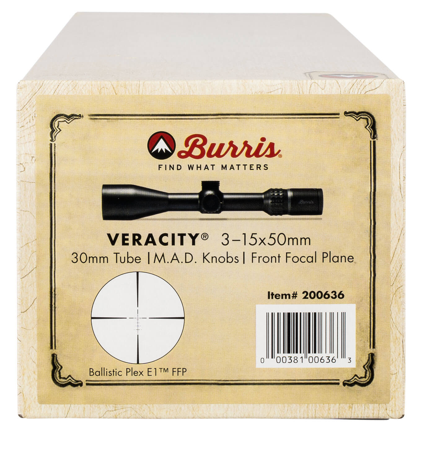 Burris 200636 Veracity Matte Black 3-15x50mm 30mm Tube Ballistic Plex E1 FFP Reticle - Image 3