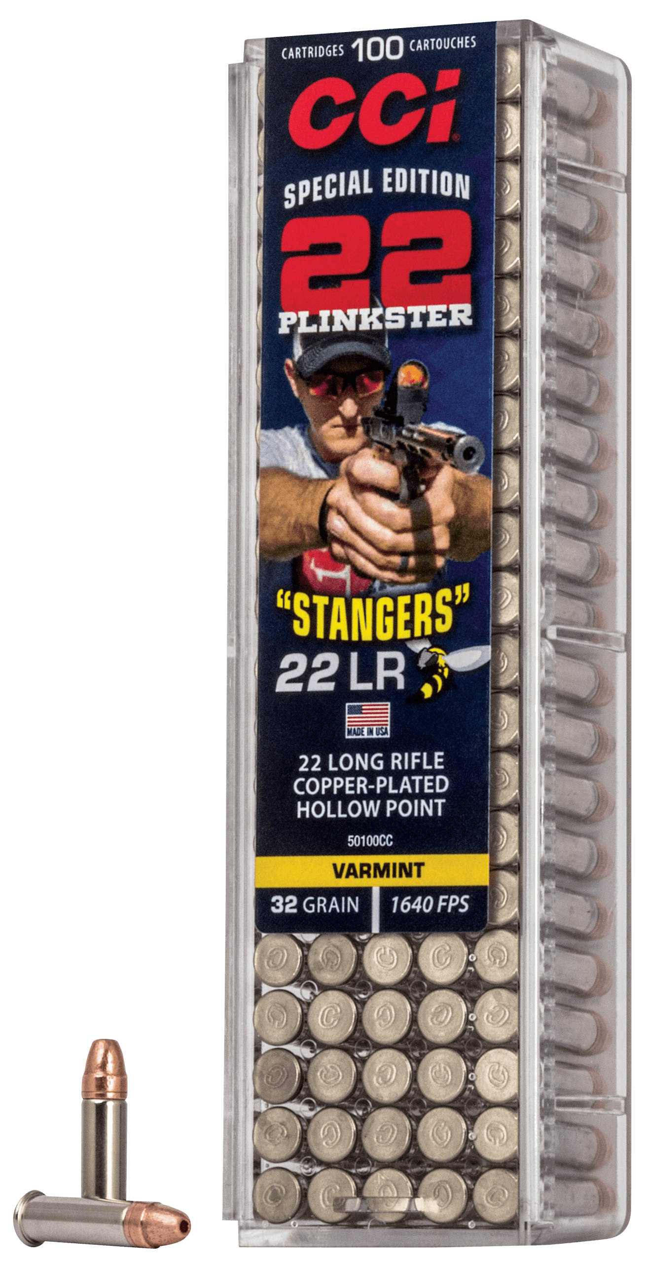 CCI 50100CC Stangers 22LR 32gr Copper Plated Hollow Point 100rd Box