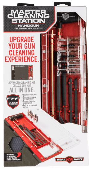 Real Avid AVMCSP Master Cleaning Station Pistol .22/9mm/.357/.38/.40/.45 Cal Bronze  Nylon