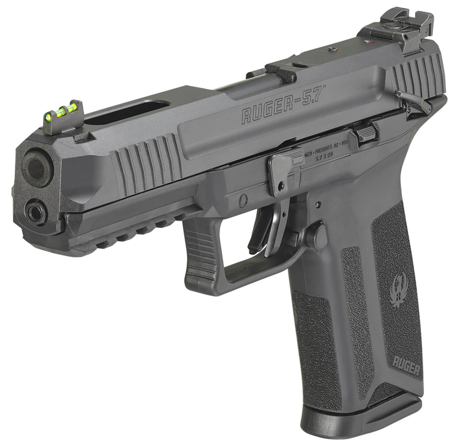 Ruger 16402 Ruger-5.7 5.7x28mm 4.94" Barrel 10+1 Black Polymer Frame With Picatinny Acc. Rail Drilled & Tapped Lightening Cut Steel Slide Ambidextrous Safety Optics Ready - Image 3
