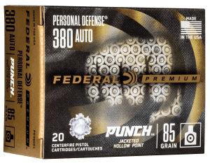 Federal PD380P1 Punch Personal Defense 380ACP 85gr Jacketed Hollow Point 20rd Box