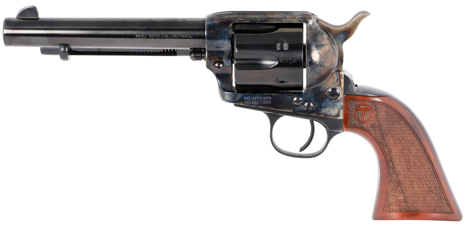 Taylors & Company 550811 Smoke Wagon 357 Mag Caliber with 5.50" Blued Finish Barrel 6rd Capacity Blued Finish Cylinder Color Case Hardened Finish Steel Frame & Checkered Walnut Grip - Image 2