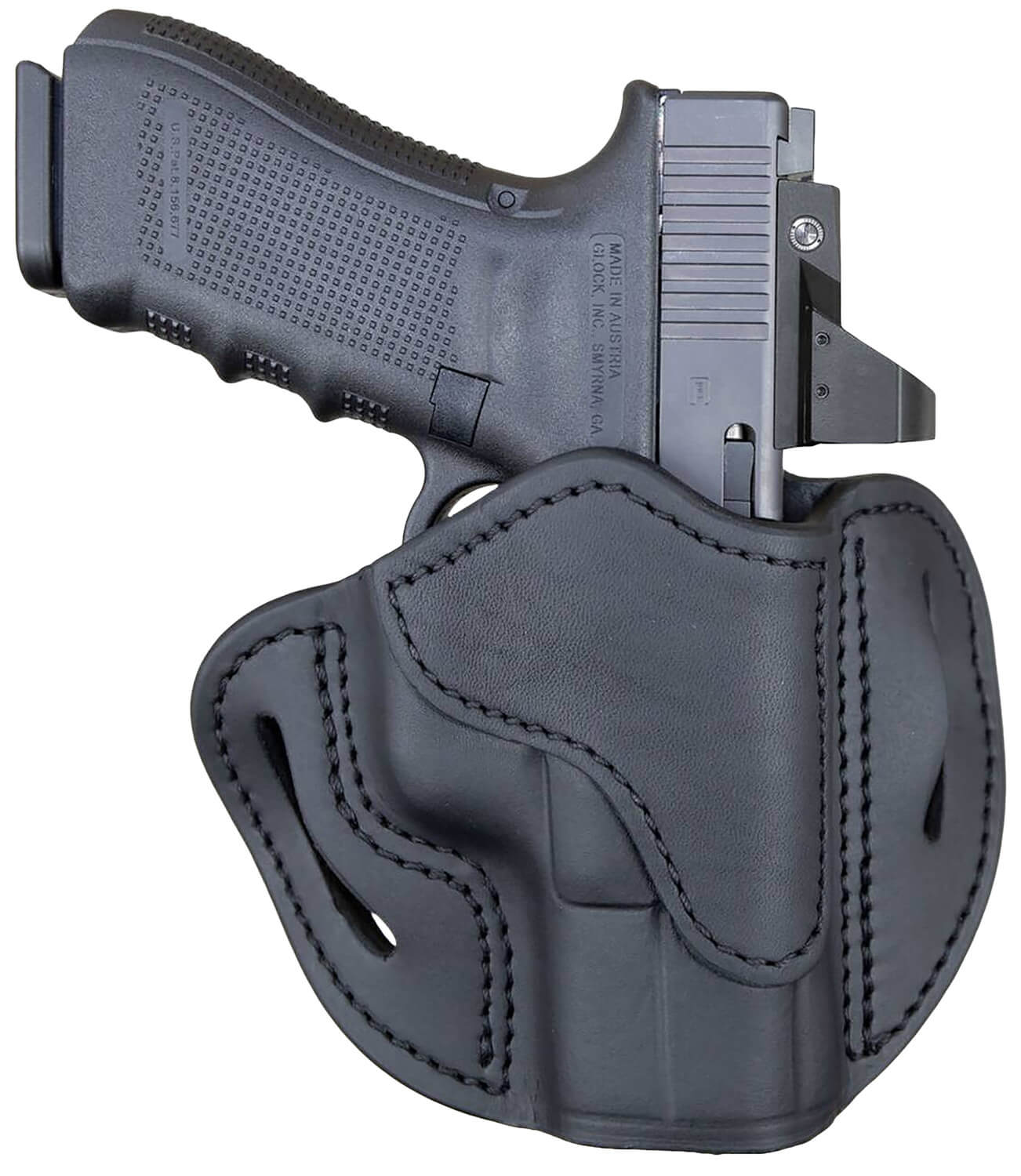 1791 Gunleather ORBH21SBLR BH2.1 Optic Ready OWB Size 2.1 Stealth Black Leather Belt Slide Compatible w/Glock 17/S&W M&P Shield/Springfield XD Right Hand - Image 2