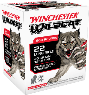 Winchester Ammo WW22LRB Wildcat  22 LR 40 gr Copper Plated DynaPoint 500rd Box *Bulk
