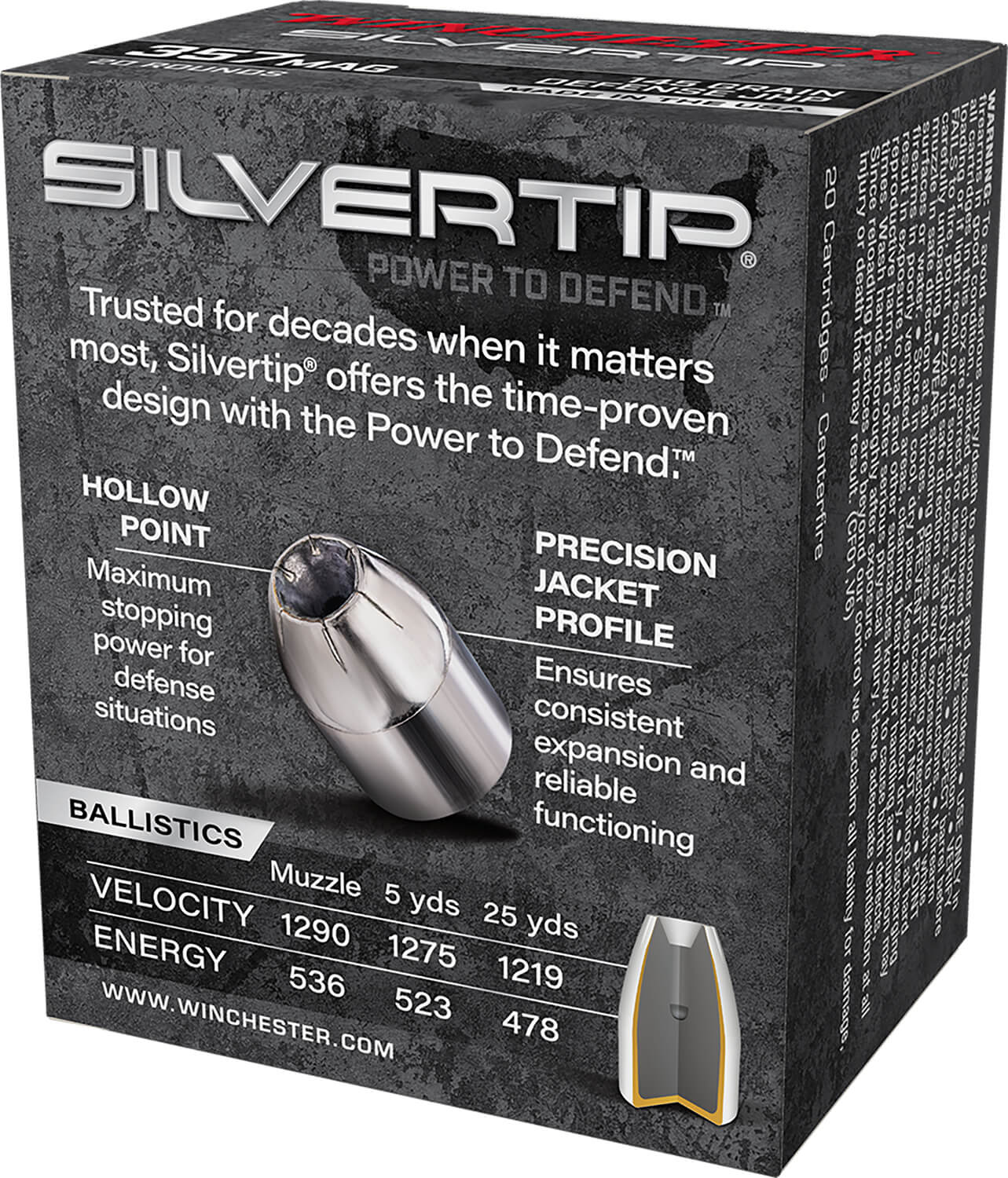 Winchester Ammo W357ST Silvertip 357 Mag 145 gr Silvertip Jacket Hollow Point 20rd Box - Image 3