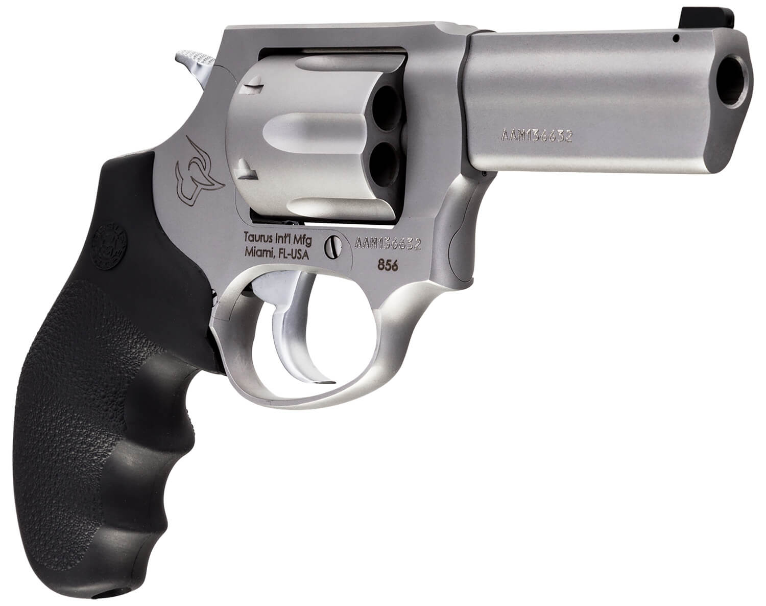 Taurus 285639NS 856 Defender 38 Special +P Caliber with 3" Barrel 6rd Capacity Cylinder Overall Matte Finish Stainless Steel Finger Grooved Black Hogue Rubber Grip & Night Front Sight - Image 3