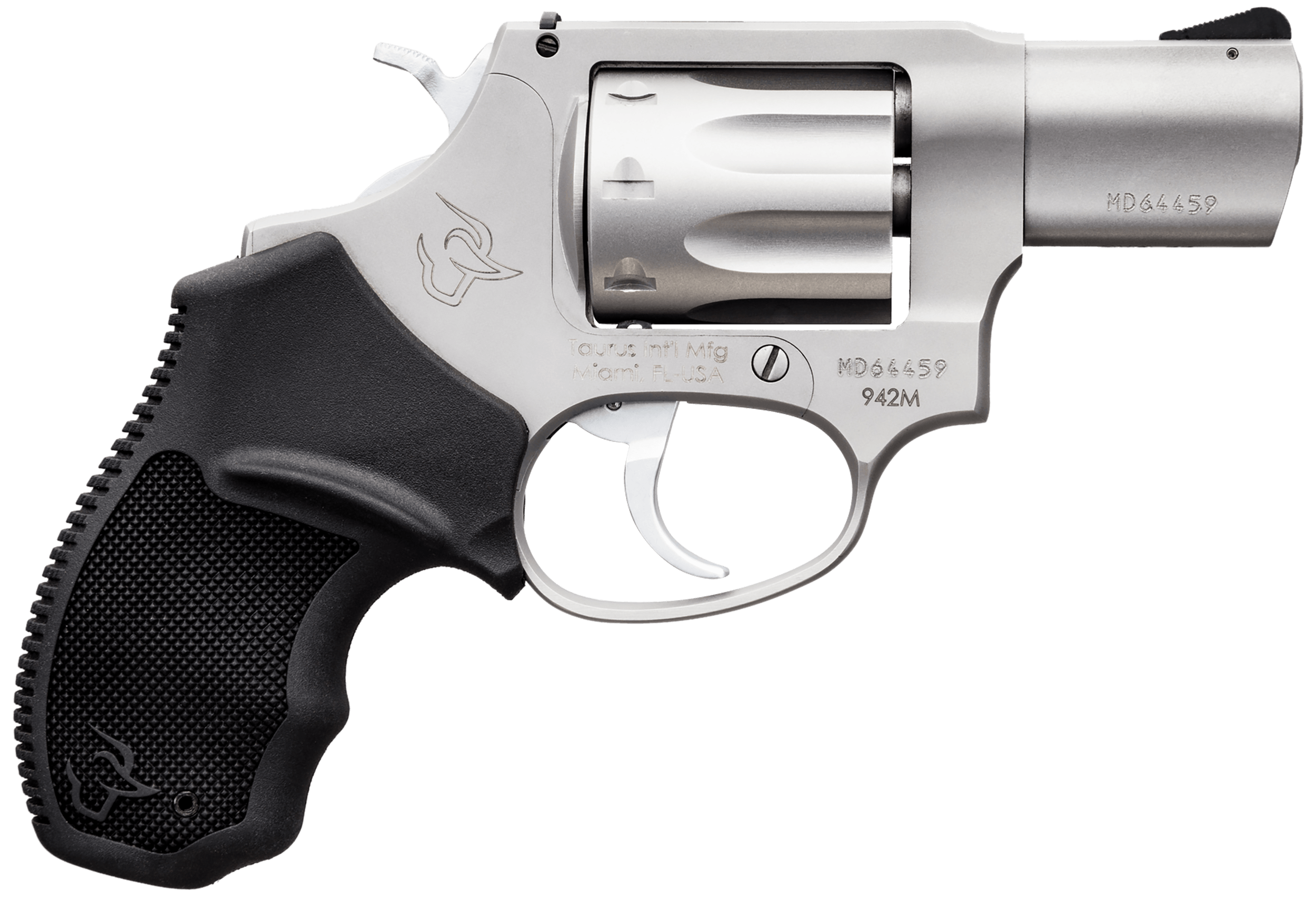 Taurus 2942M029 942 22 WMR 8rd 2" Barrel Overall Matte Finish Stainless Steel & Finger Grooved Black Polymer Grip