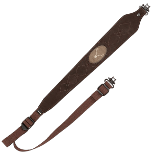 Allen 8140 Big Game Rifle Sling w/Swivels Brown Suede w/Embroidered Deer Silhouette Adjustable Length 25" to 38" Non-Slip Suede Lining