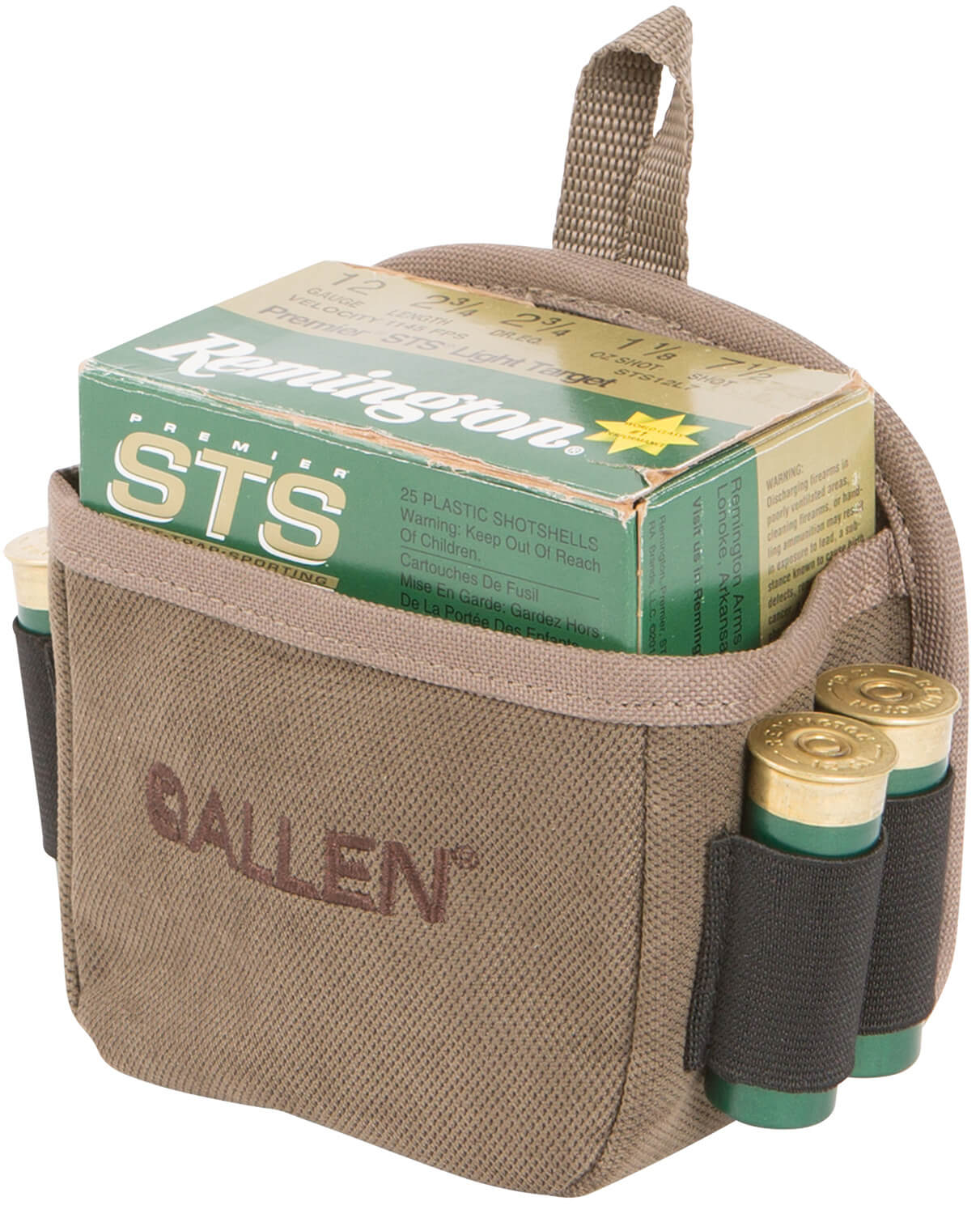 Allen 2203 Select Shell Carrier 25 Shell Box Capacity Tan Canvas w/4 Side Loops Belt Clip Mount - Image 3