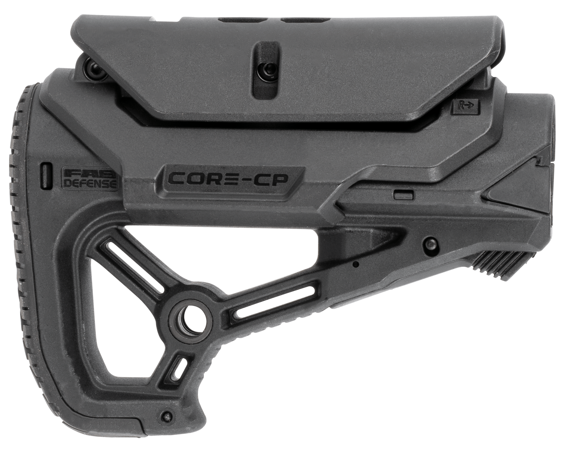 FAB Defense FXGLCORESCP GL-Core S CP CQB Optimized Combat Buttstock w/Adjustable Cheek-Rest for AR-15/ M4 Black Fiberglass Reinforced Polymer