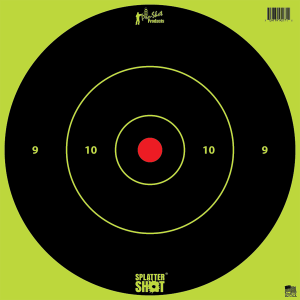 Pro-Shot 12BGREENTG12PK SplatterShot 12" Bullseye Hanging Heavy Paper Black/Red Impact Enhancement Yes White 12 PK