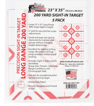 Pro-Shot RSI200YT5PK SplatterShot Sight-In Diamond Hanging Heavy Paper 200 yds 23" x 35" White/Red 5 Pack