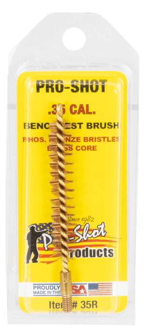 Pro-Shot 35R Bore Brush .35 Cal/ 9mm Rifle #8-32 Thread Bronze Bristles Brass Core