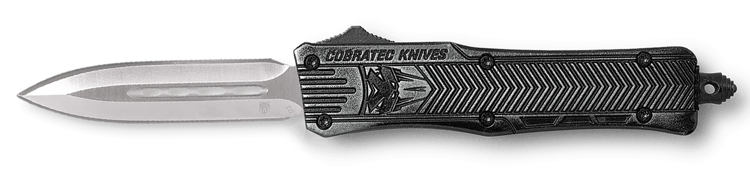 CobraTec Knives SSWCTK1SDAGNS CTK-1 Small 2.75" OTF Dagger Plain D2 Steel Blade/Stonewashed Aluminum Handle Features Glass Breaker Includes Pocket Clip