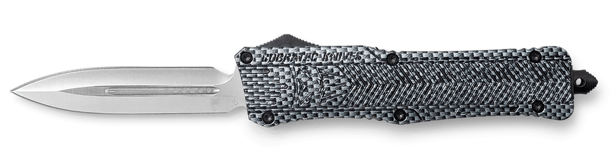 CobraTec Knives LCFCTK1LDAGNS CTK-1 Large 3.75" OTF Dagger Plain D2 Steel Blade/Carbon Fiber Aluminum Handle Features Glass Breaker Includes Pocket Clip