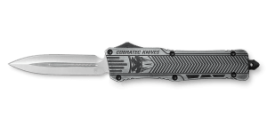 CobraTec Knives LSWCTK1LFAGNS CTK-1 Large 3.75" OTF Dagger Plain D2 Steel Blade/Stonewashed Aluminum Handle Features Glass Breaker Includes Pocket Clip