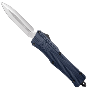 CobraTec Knives LNYCTK1DAGNS CTK-1 Large 3.75" OTF Dagger Plain D2 Steel Blade/NYPD Blue Aluminum Handle Features Glass Breaker Includes Pocket Clip