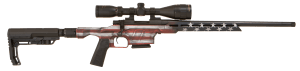 Howa HMXL65GUSA M1500 Mini Excel Lite 6.5 Grendel 5+1 20" Black Heavy Threaded Barrel  American Flag Cerakote Drilled & Tapped Aluminum Receiver  Black Synthetic Adj Luth-AR Stock  Black Polymer Grip  Game Pro 3.5-10x44mm