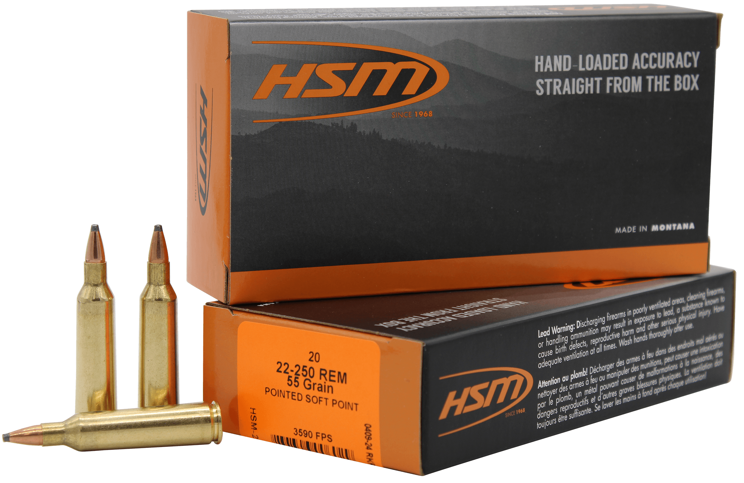 HSM 222504N Varmint Hunting 22-250 Rem 55 gr Soft Point (SP) 20rd Box