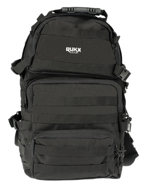 Rukx Gear ATICT3DB Tactical 3 Day Black 600D Polyester w/ Molle Webbing Hook & Loop Panel 4 Storage Areas