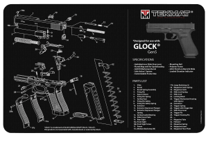 TekMat TEKR17GLOCKG5 Glock Gen5 Cleaning Mat Glock Gen5 Parts Diagram 11" x 17"
