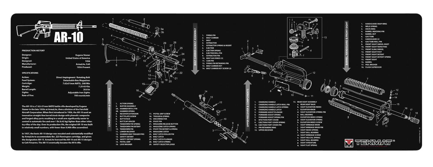 TekMat TEKR36AR10 AR-10 Cleaning Mat AR-10 Parts Diagram 12" x 36"