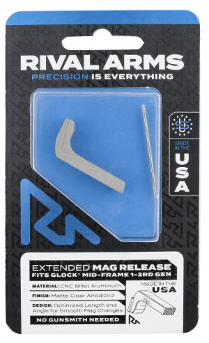 Rival Arms RA72G001D Magazine Release  Compatible w/Glock Gen3 (Except 21SF) Extended  Silver Aluminum