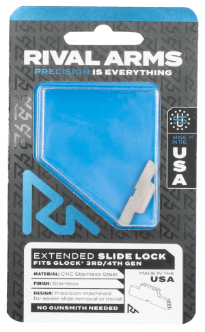 Rival Arms RA80G001D Slide Lock  Extended Stainless Steel for Glock Gen3-4