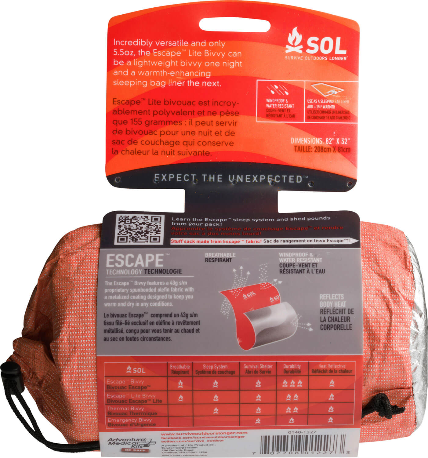 Survive Outdoors Longer 01401227 SOL Bivvy Warmth Waterproof Orange Aluminum-Coated Polyethylene - Image 2