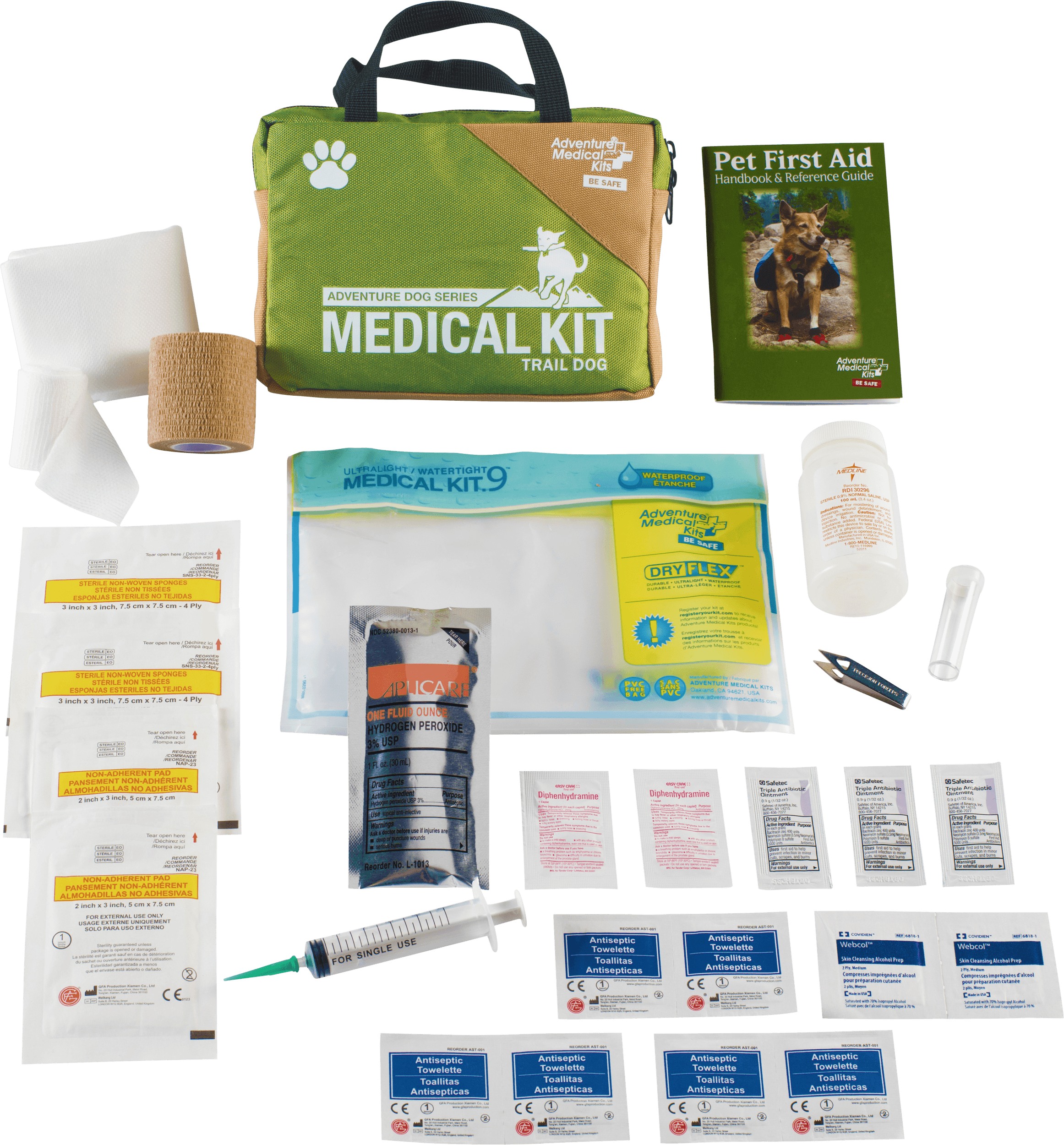 Adventure Medical Kits 01350115 Adventure Trail Dog Medical Kit Treats Injuries Green