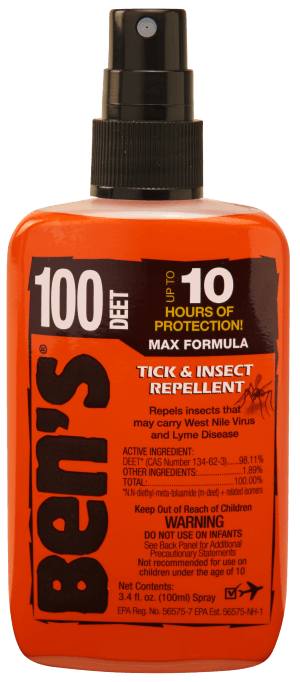 Ben's 00067080 100 Odorless Scent 3.40 oz Spray Repels Ticks & Biting Insects Effective Up to 10 hrs