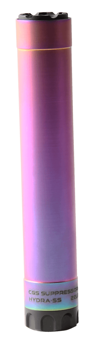 CGS Suppressors CGSHYDRASS22 Hydra 22 LR 1" Rainbow PVD Titanium/Stainless Steel 1/2"-28 tpi