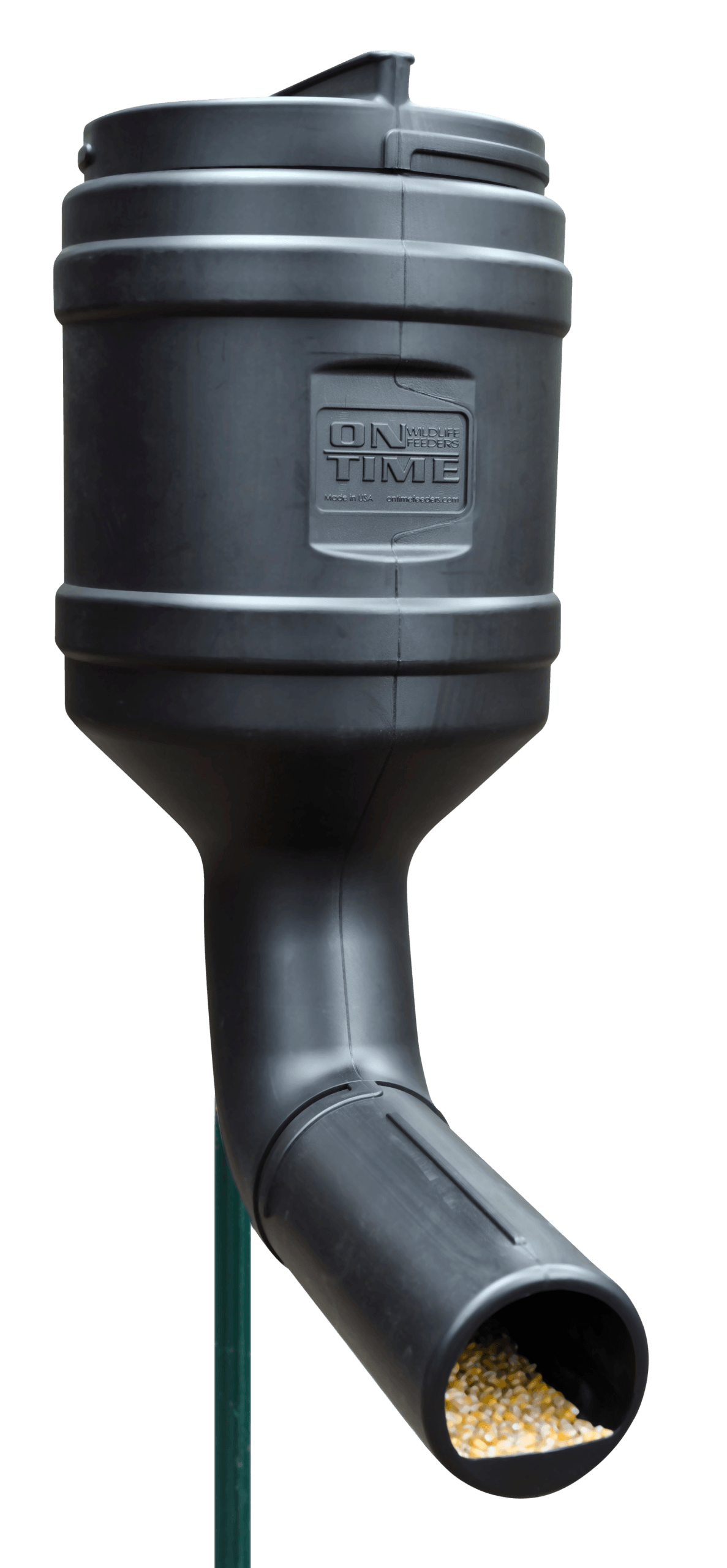 On Time 71800 T-Post Gravity Feeder Black UV Resistant Polyethylene with 80 lbs Capacity Multi Mounting Options Includes Mounting Bracket