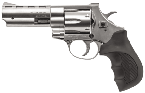 Weihrauch Guns 770128 Windicator  Medium Frame 357 Mag 6 Shot  4" Nickel Steel Barrel  Nickel Cylinder  Nickel Steel Frame  Black Finger Grooved Rubber Grip  Spurred Hammer