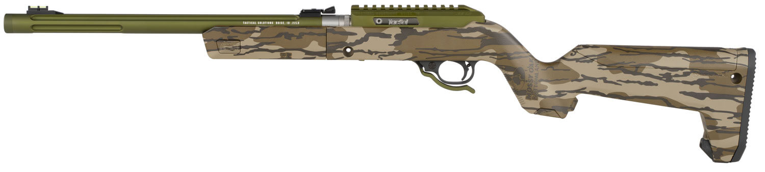 Tactical Solutions ATDMODBBMOB X-Ring Takedown VR 22 LR 10+1 16.50" Matte Olive Drab Fluted Chromoly Steel Barrel Matte Olive Drab w/Attached Scope Rail Receiver Mossy Oak Bottomland Magpul X-22 Backpacker Stock Ambidextrous - Image 2