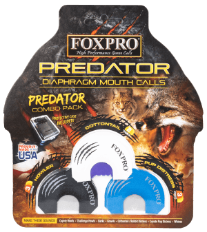 Foxpro COYCOMBO Predator Combo Diaphragm Call Double/Triple Reed Cottontail Sounds Attracts Predators Black/Blue/White 3 Piece