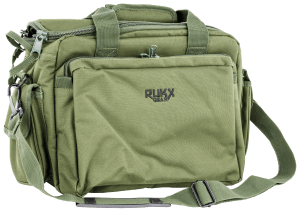 Rukx Gear ATICTRBG Tactical Range Bag  Water Resistant Green 600D Polyester with Hidden Handgun Pocket  Mag & Ammo Storage  Non-Rust Zippers & Carry Handle 16" x 7.50" x 10.50" Interior Dimensions