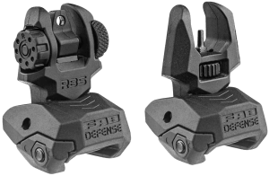 FAB Defense FXFRBS Front/Rear Folding Back-Up Sights AR-15/ M16/ M4 Low Profile Dual Aperture Rear Sight Black Polymer and Metal