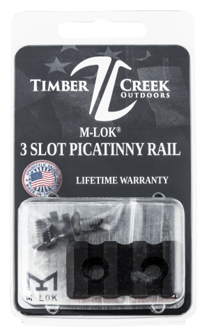 Timber Creek Outdoors M3SPRBL M-LOK 3 Slot Picatinny Rail Black Anodized